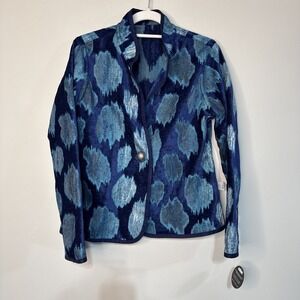 TRIMDIN Artisan Crafted Oceana Blue Reversible Jacket Artsy Lagenlook Size Small